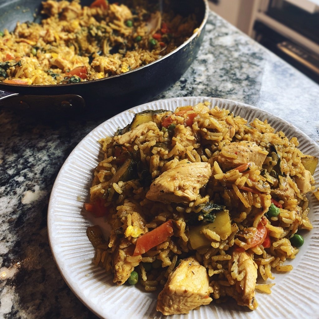 Ein-Topf Huhn Reis Gemüse