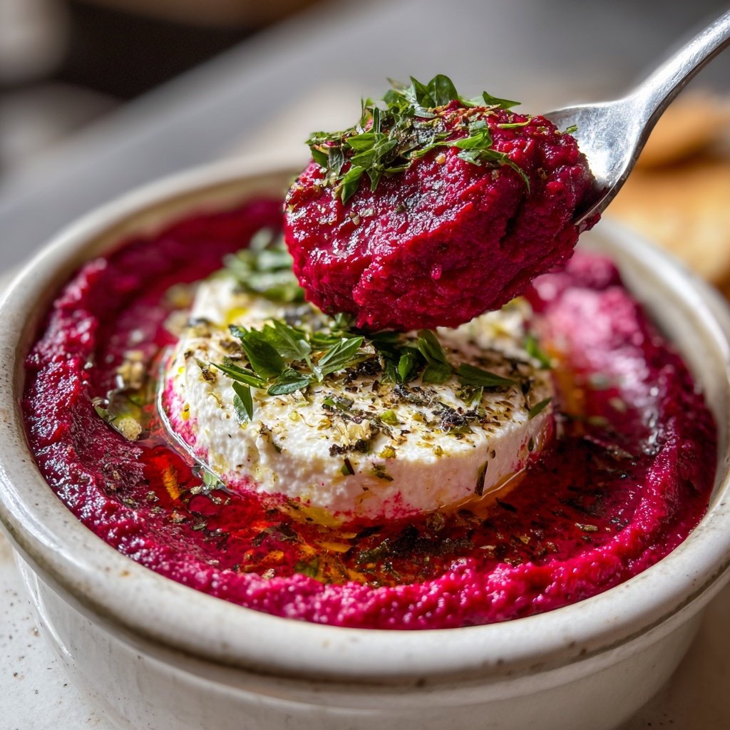 Ziegenkäse-Crème auf Rote-Bete-Püree