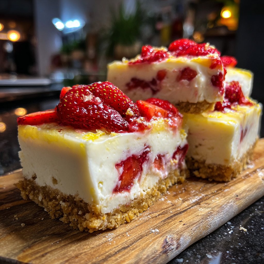 Ohne Backen Erdbeer Zitrone Cheesecake Riegel