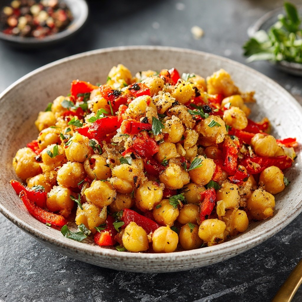 Knusprige Kichererbsen mit Paprika