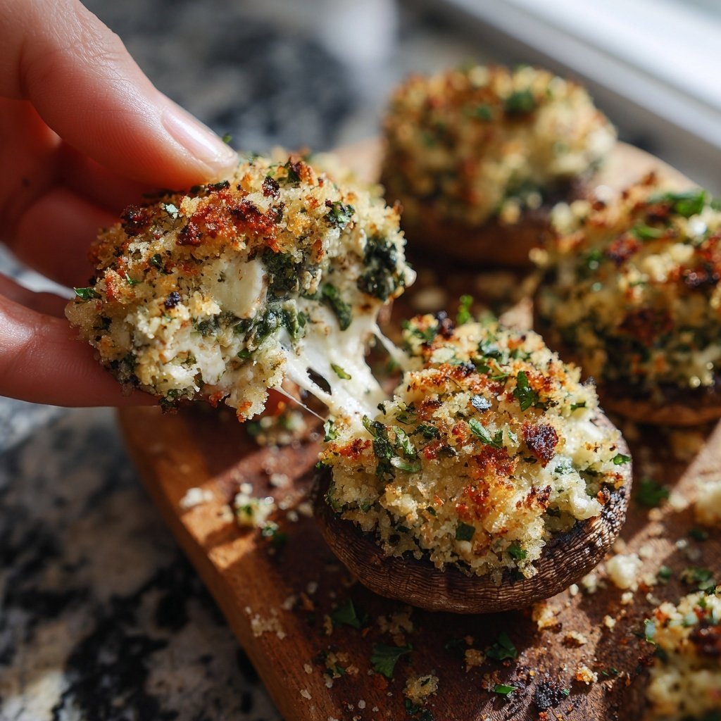 Spinat-Feta gefüllte Champignons