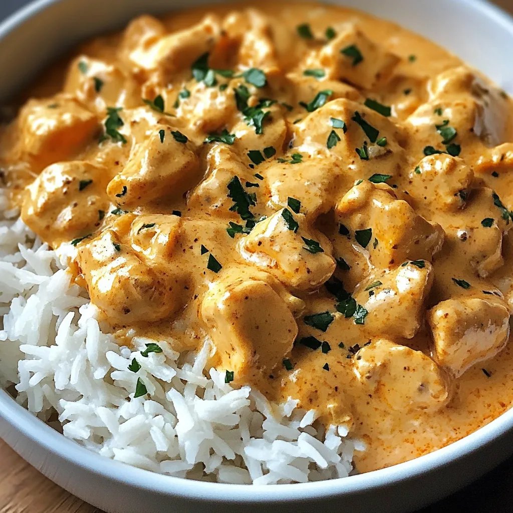 Cremiges Hähnchen mit Reis