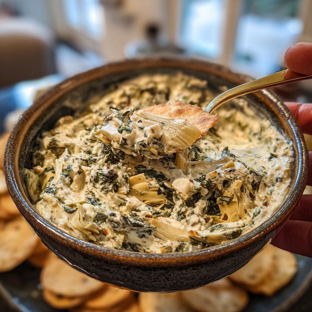 Spinat Artischocken Hüttenkäse Dip