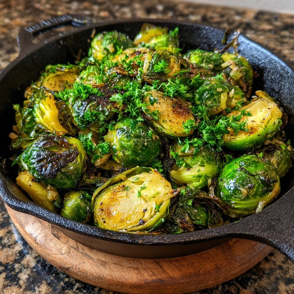 Knoblauch-Butter-Kohlsprossen-Pfanne