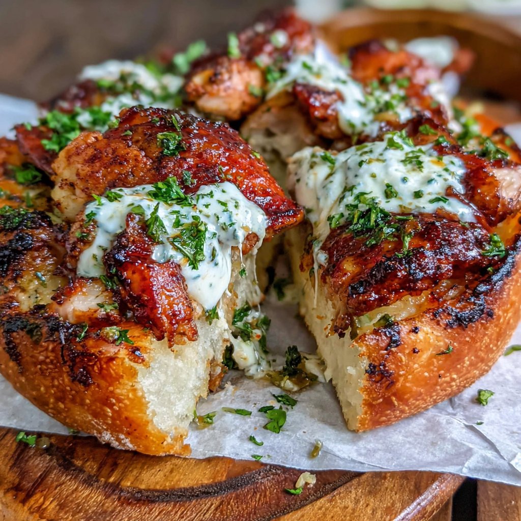 BBQ Hähnchen Fladenbrot