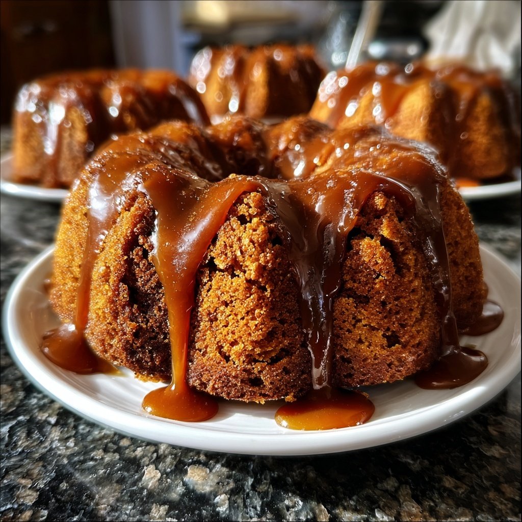 Würziger Lebkuchen Kuchen mit Karamell