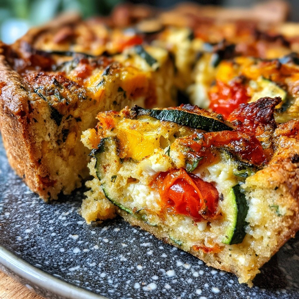 Herzhafte Gemüse Quiche Stücke