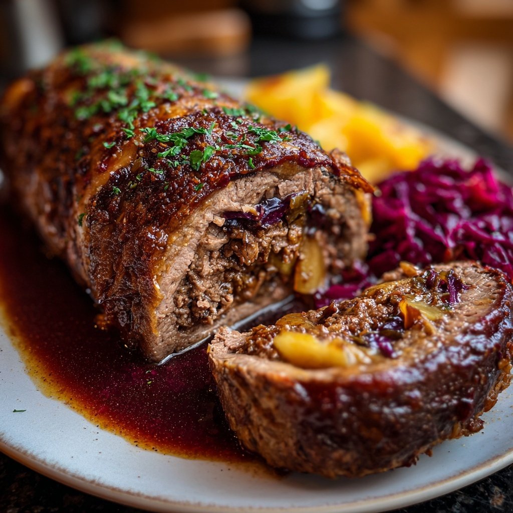 Rinderrouladen mit Rotweinsoße und Apfelrotkohl​