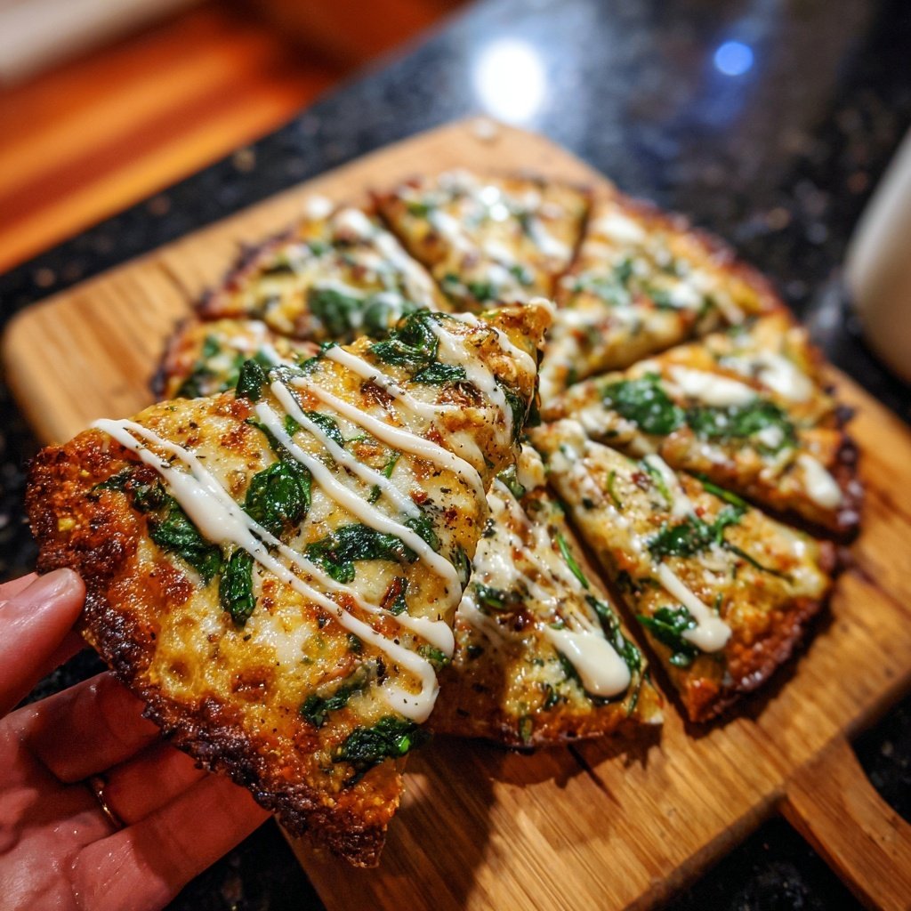 Pfannenpizza mit Vanille und Spinat