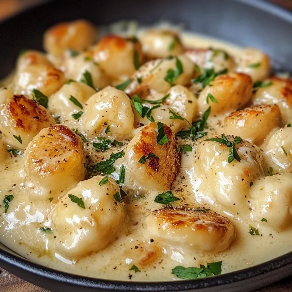 Cremige Knoblauch-Hähnchen-Gnocchi aus einer Pfanne