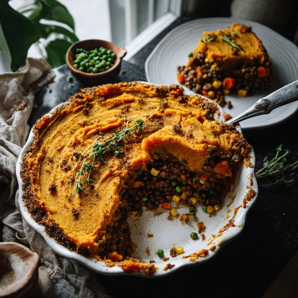 Veganes Shepherd's Pie mit Süßkartoffeln