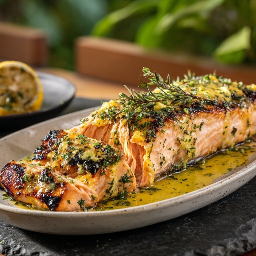 Gegrillter Lachs Mit Zitronenbutter
