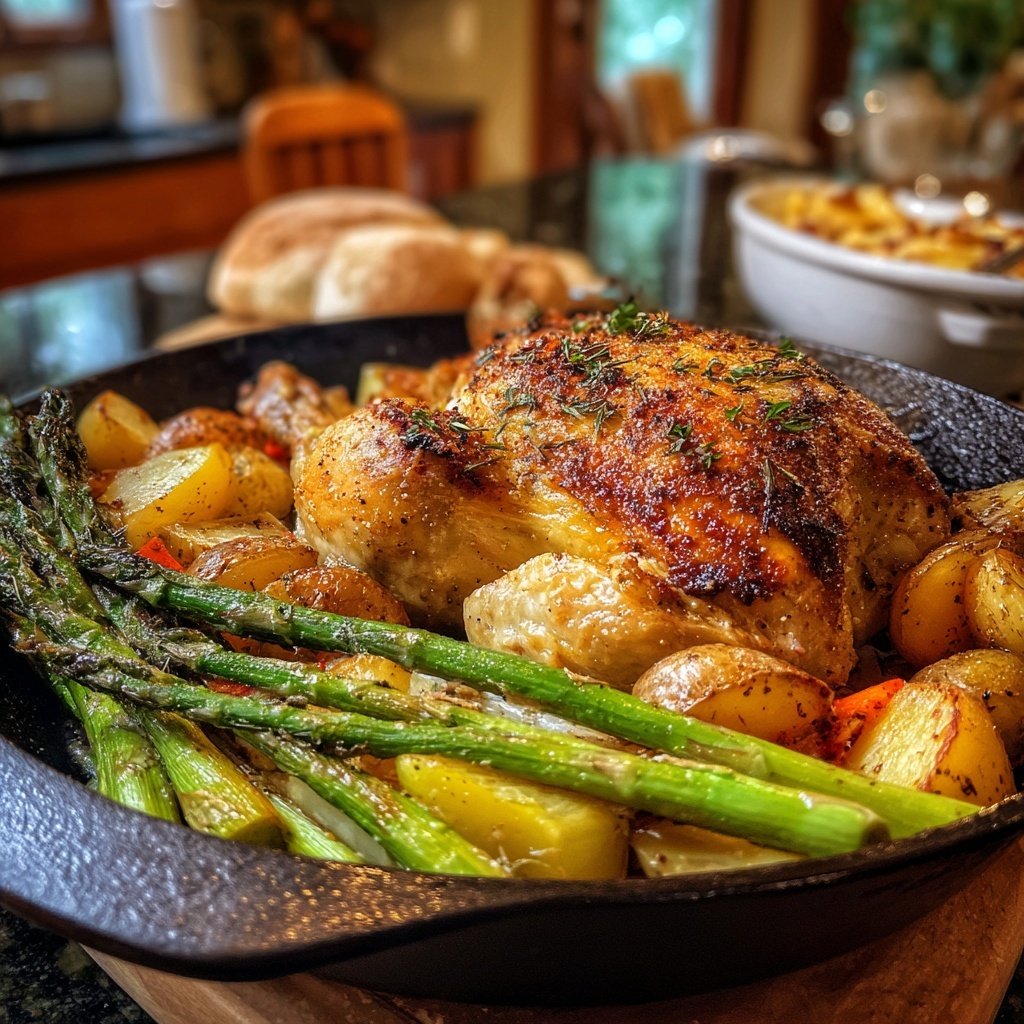 Ein-Pfannen-Frühling Hühnchen Dinner