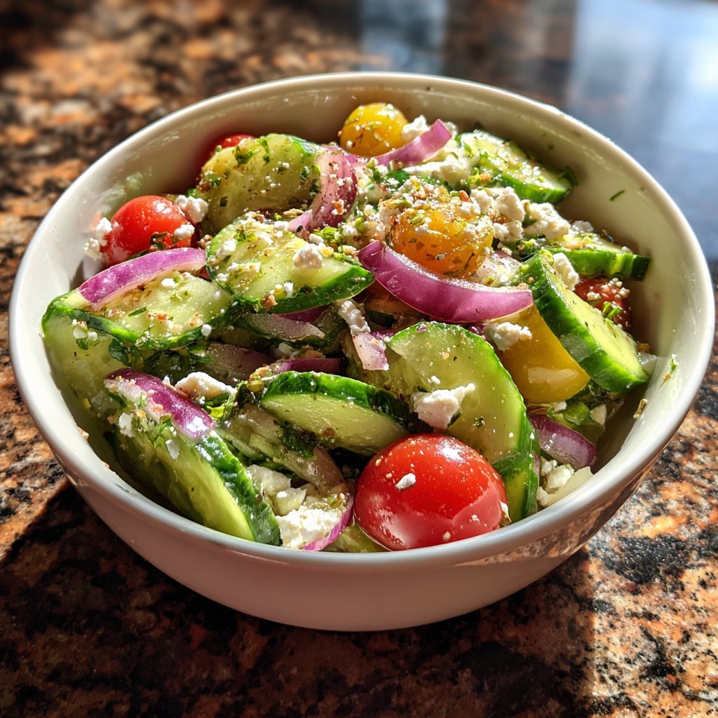 Gurken-Bohnen-Salat mit Feta