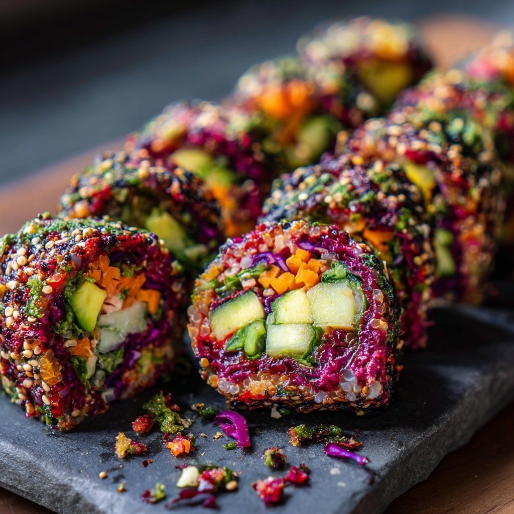 Regenbogen Gemüse Sushi Rolls