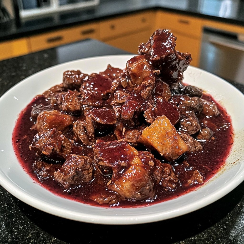 Hirschgulasch mit Preiselbeerjus