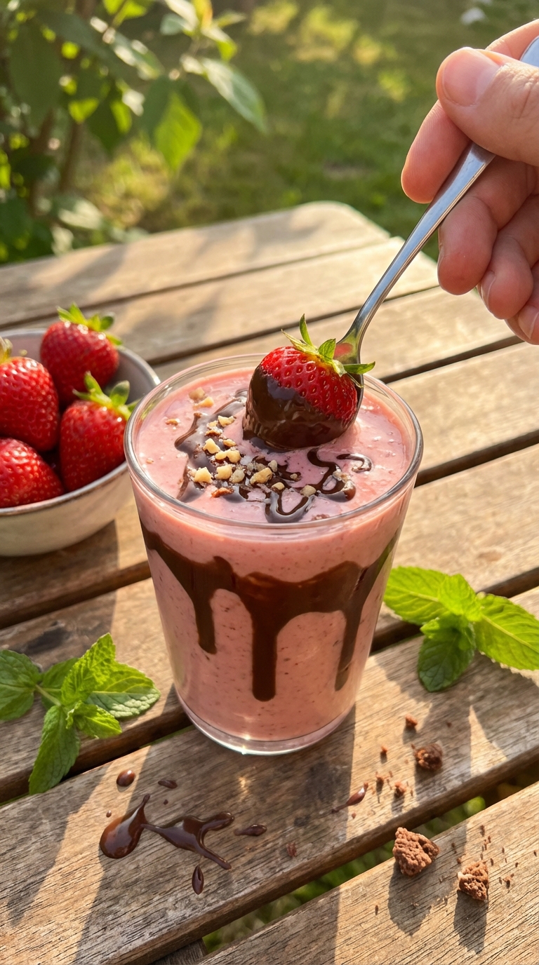 Schokoüberzogener Erdbeer Smoothie​
