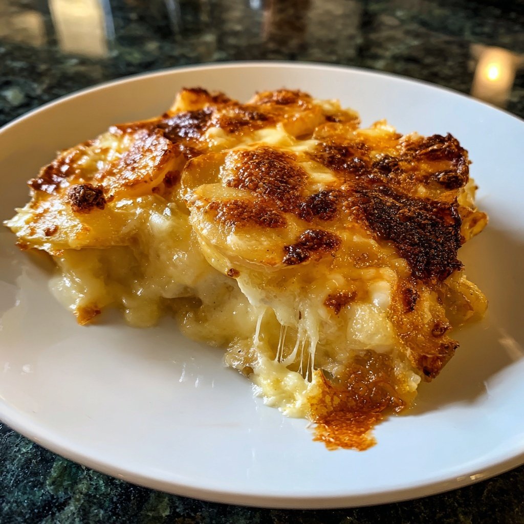 Kartoffelgratin-Raclettepfännchen mit Sahne, Knoblauch und Käse​