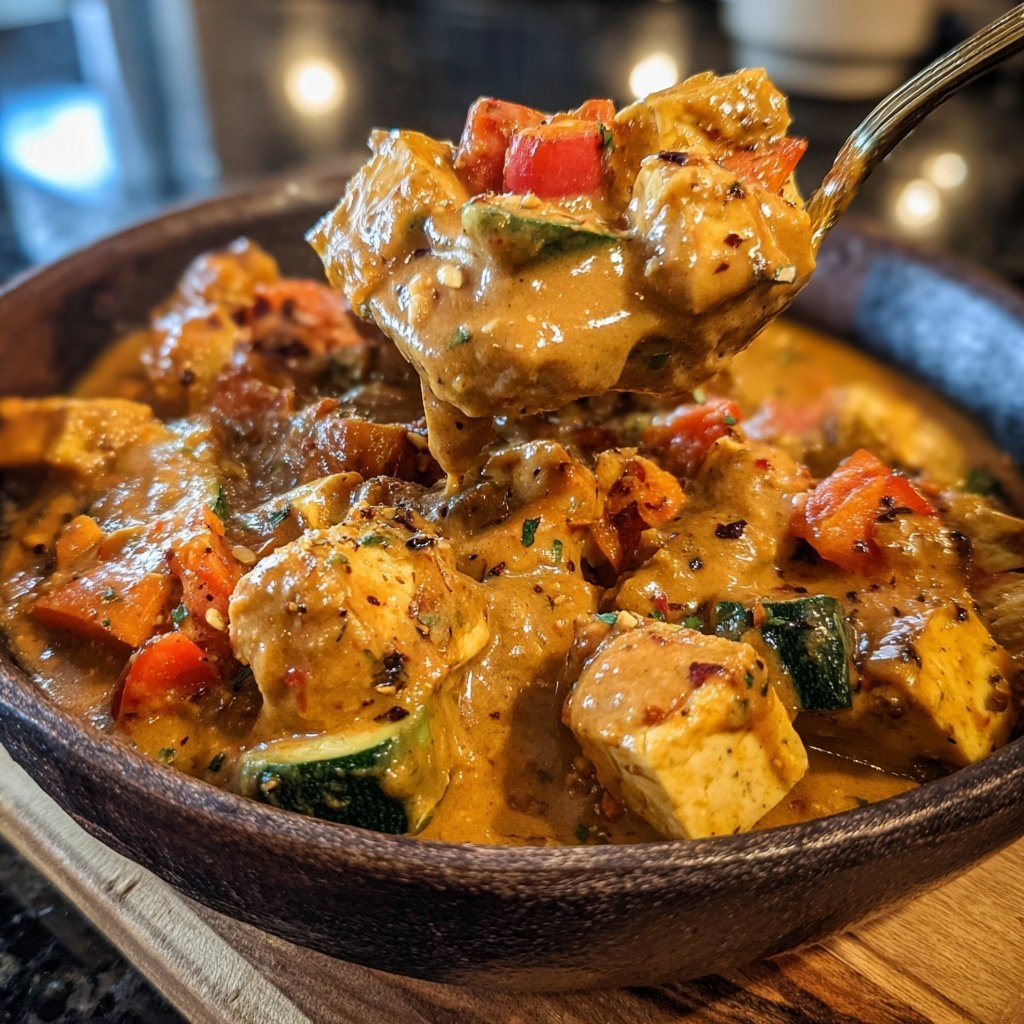 Tofu Erdnuss Rührbraten