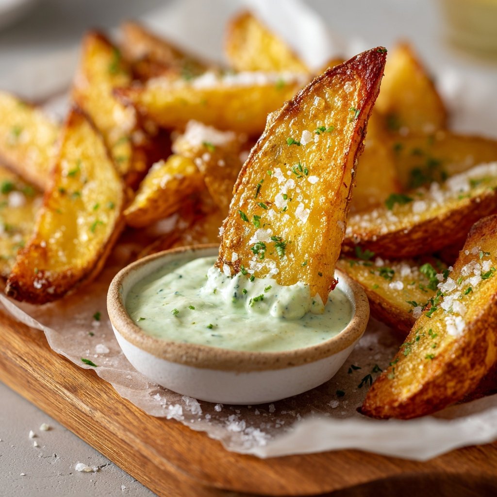 Knusprige Kartoffelspalten mit Dip