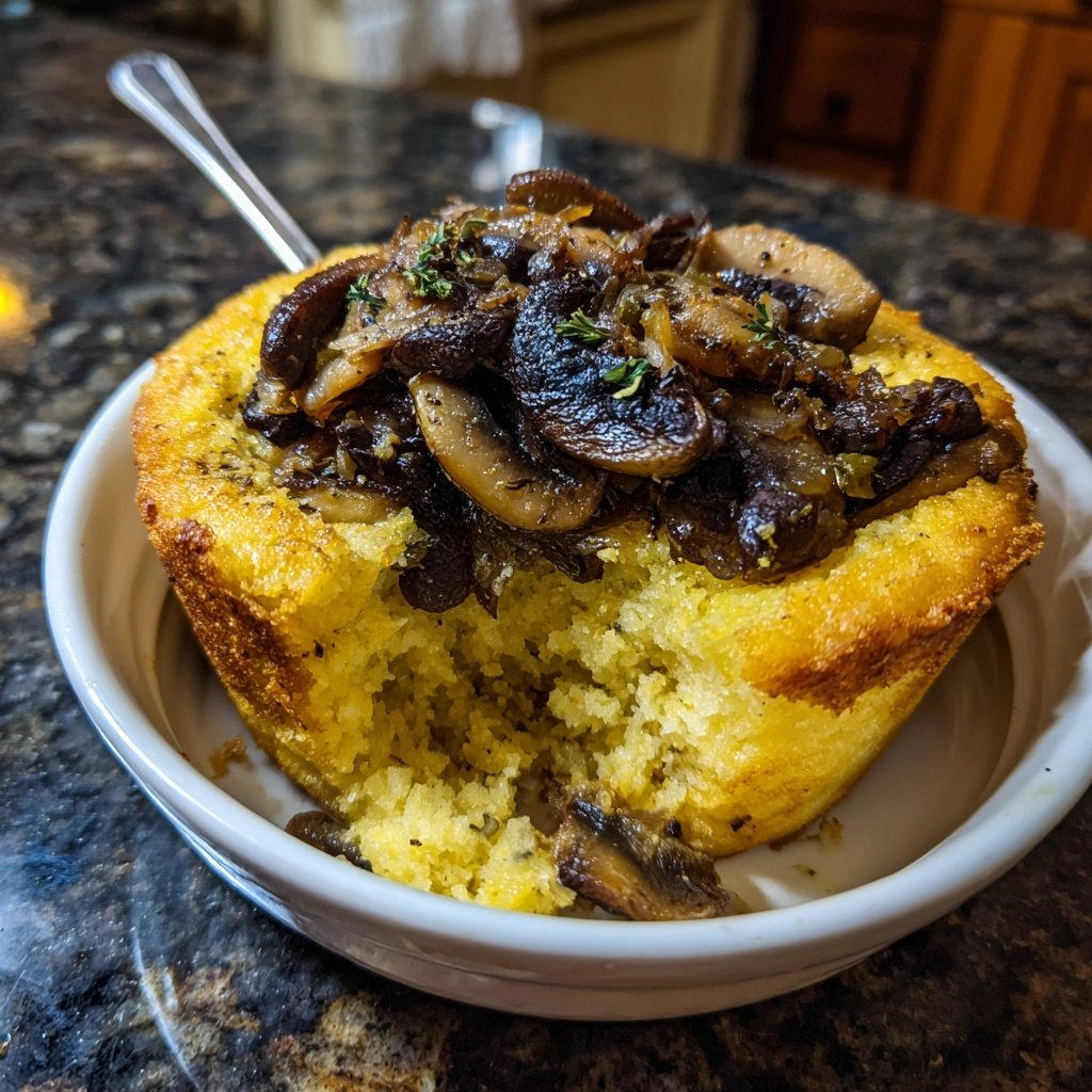 Krosse Polenta mit Pilzragout