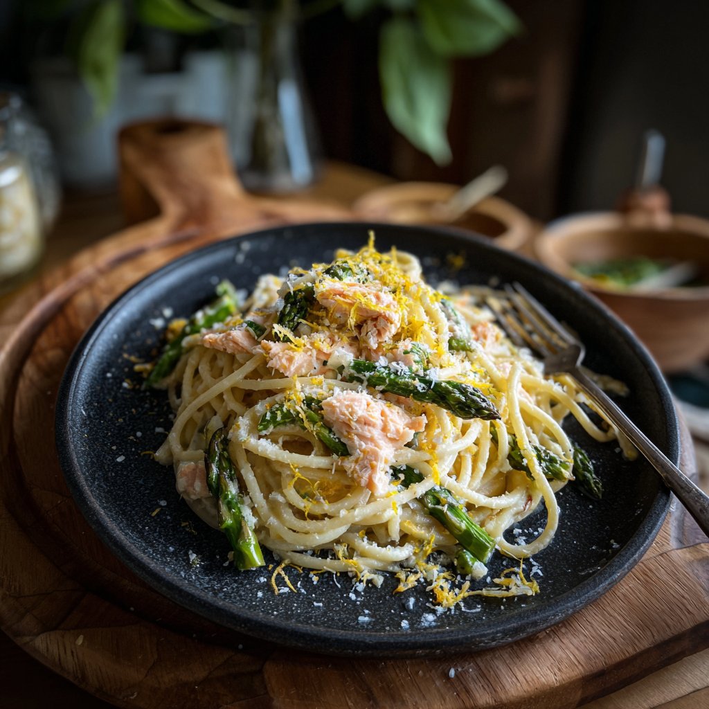 Lachs-Pasta mit Spargel