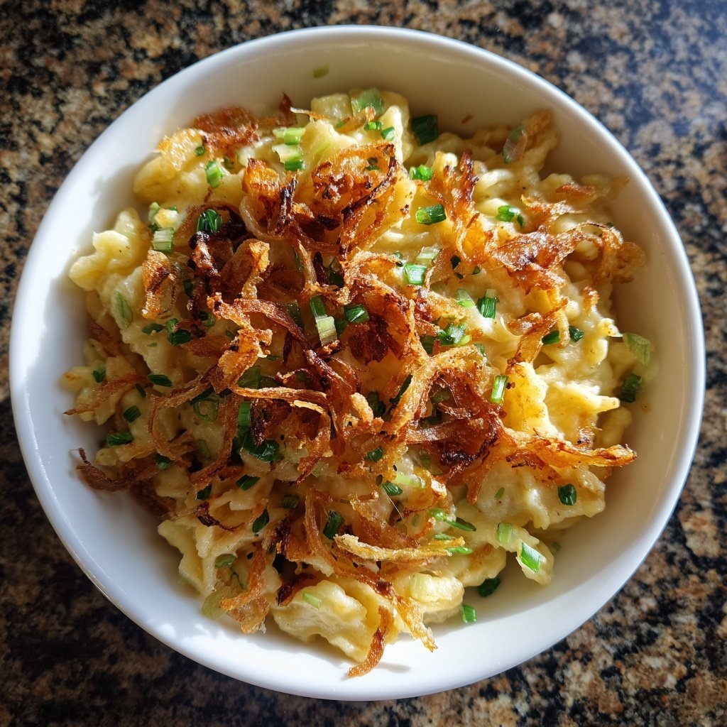 Käsespätzle mit Lauch und Zwiebelbutter