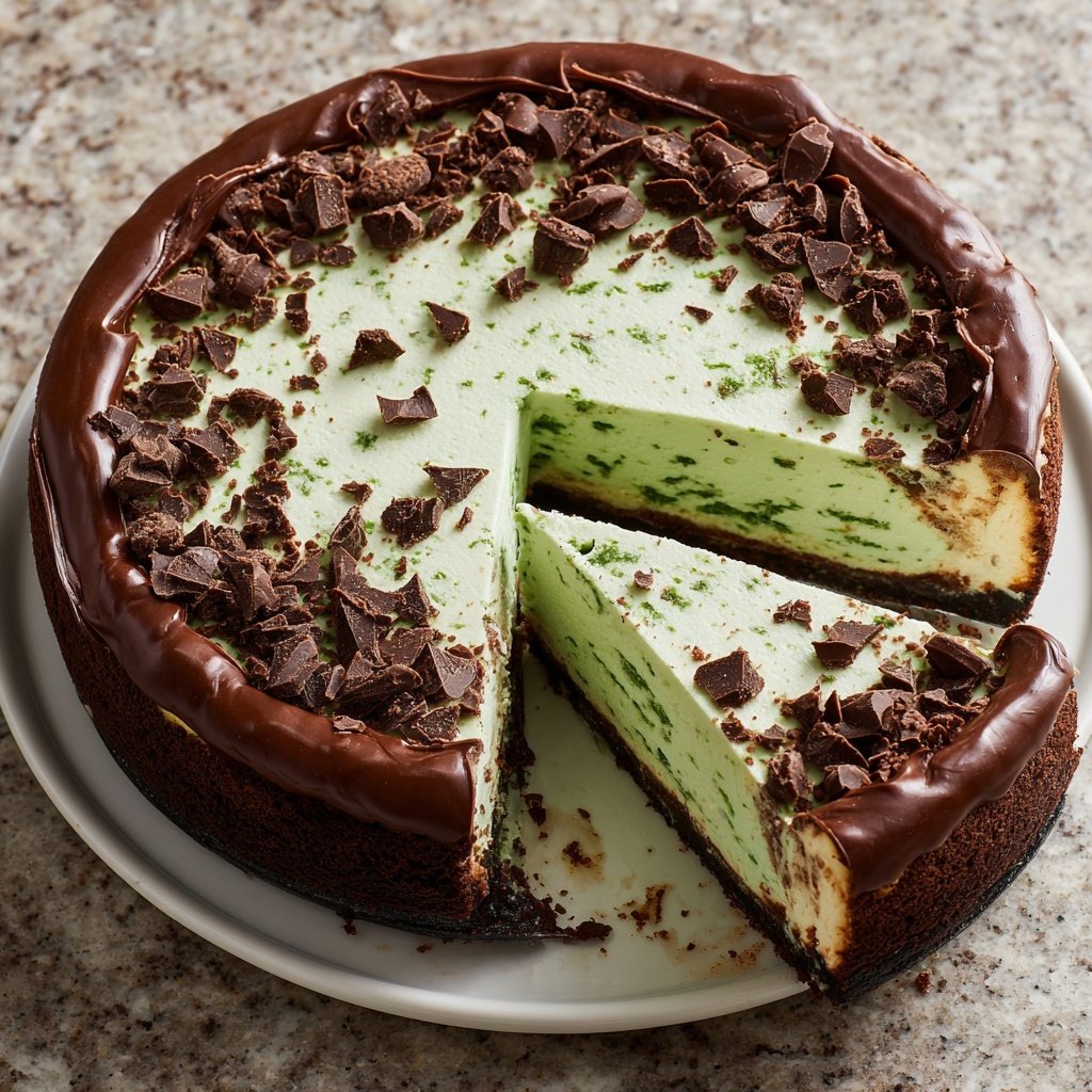 Pfefferminz Käsekuchen mit Schokolade Kruste