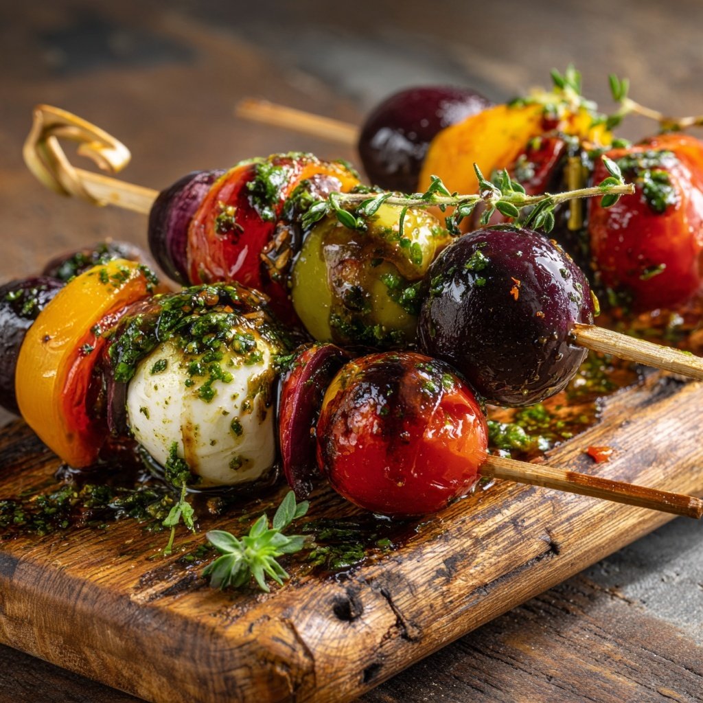 Antipasti Spieße mit italienischem Dressing